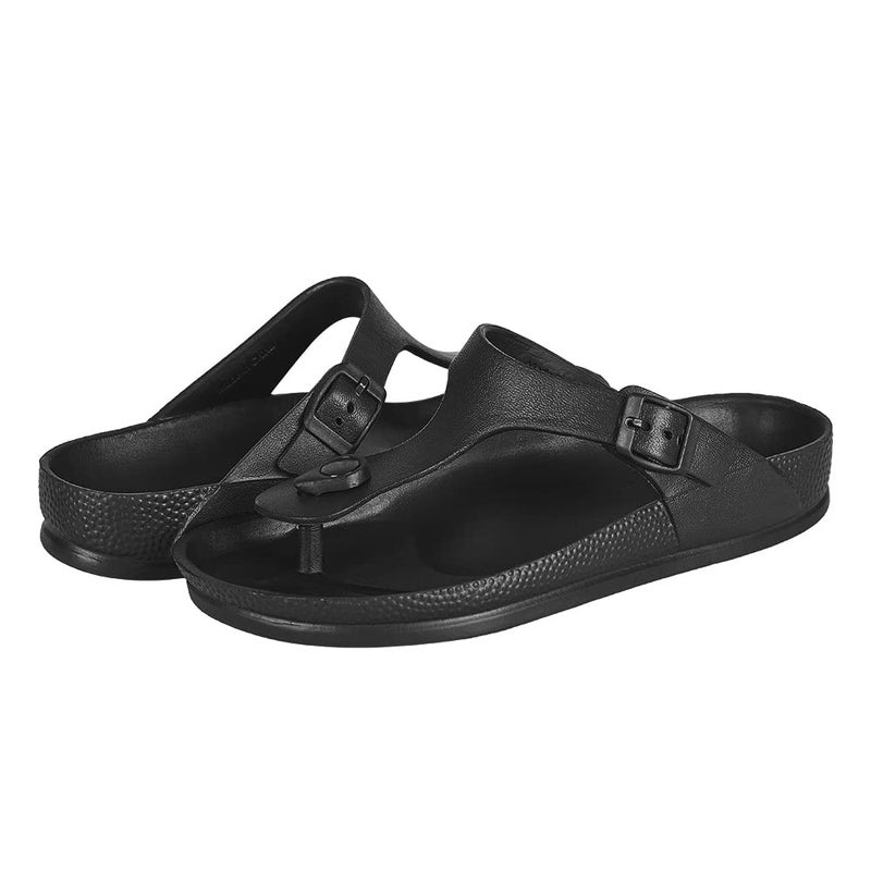 FUNKYMONKEY EVA Flip Flops Waterproof Adjustable Thong Sandals for Mens and Womens (10 M US, Black/Women) - Image 1